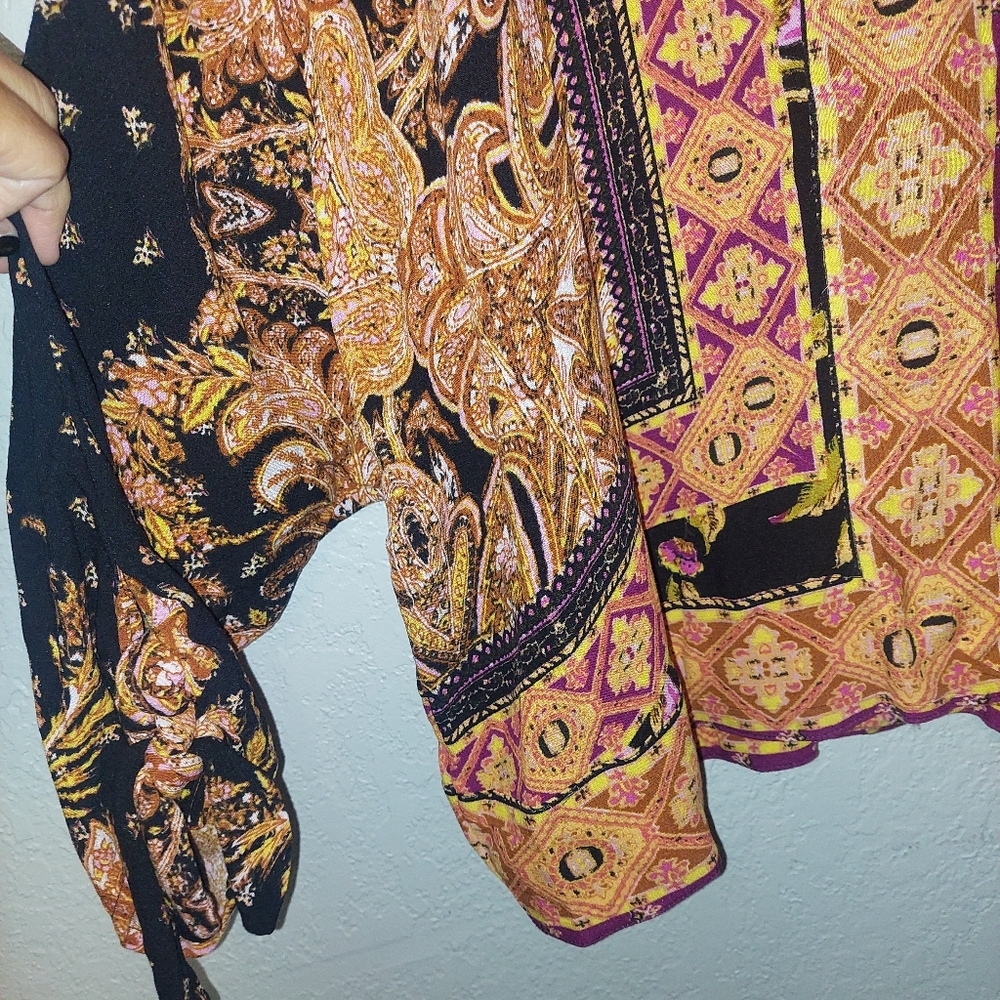 Free People Paisley and Geometric Blouse - Orange and Pink - Picture 7 of 8
